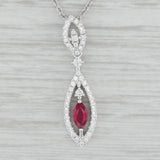 Gray New 0.46ctw Ruby Diamond Marquise Pendant Necklace 14k Gold 18" Cable Chain