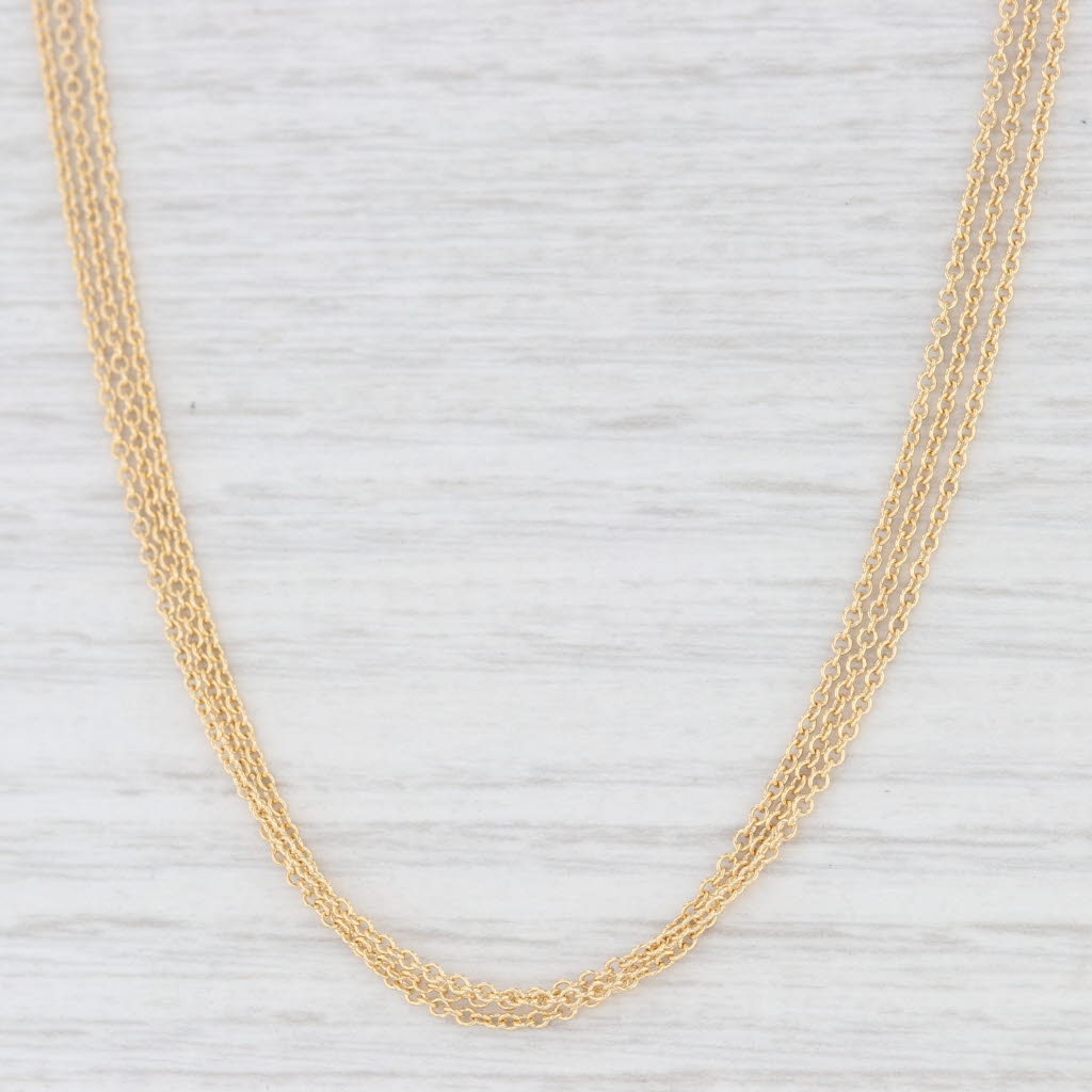 Light Gray New 3-Strand Cable Chain Necklace 14k Yellow Gold 18" Multi-Strand