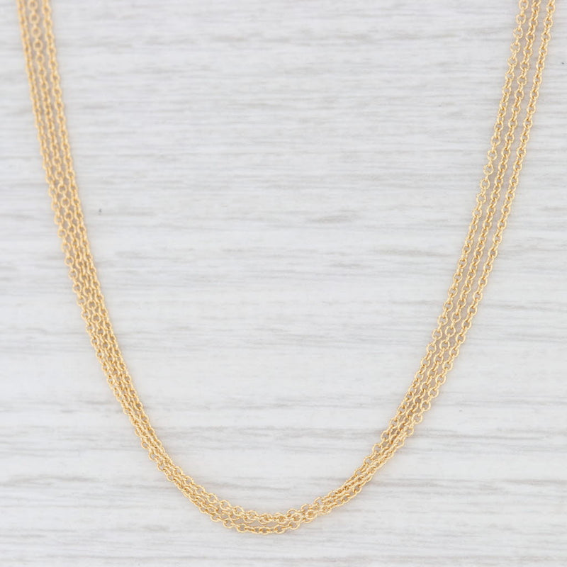 Light Gray New 3-Strand Cable Chain Necklace 14k Yellow Gold 20" Multi-Strand