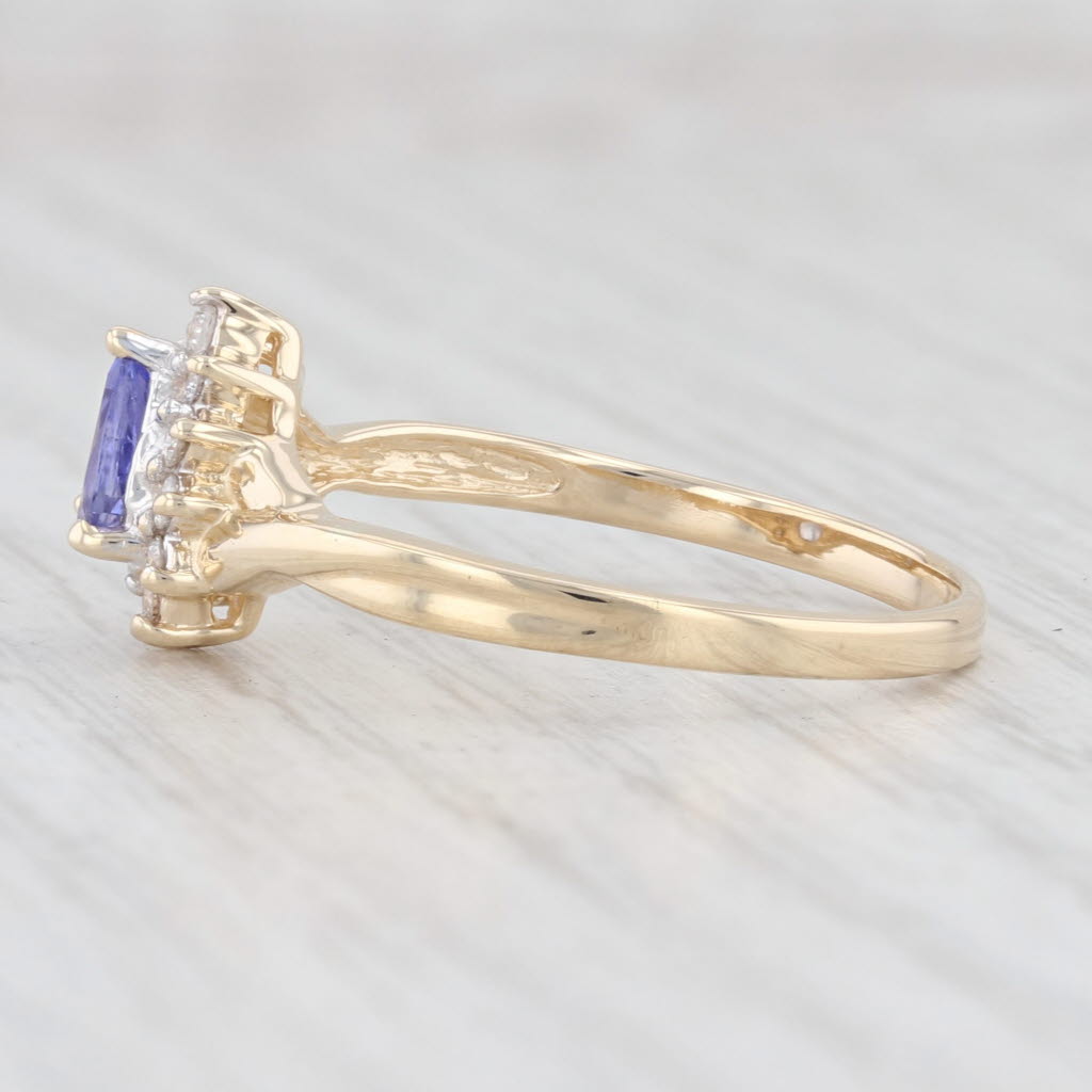 Light Gray 0.69ctw Tanzanite Diamond Halo Ring 14k Yellow Gold Sz 10.25 Engagement Teardrop