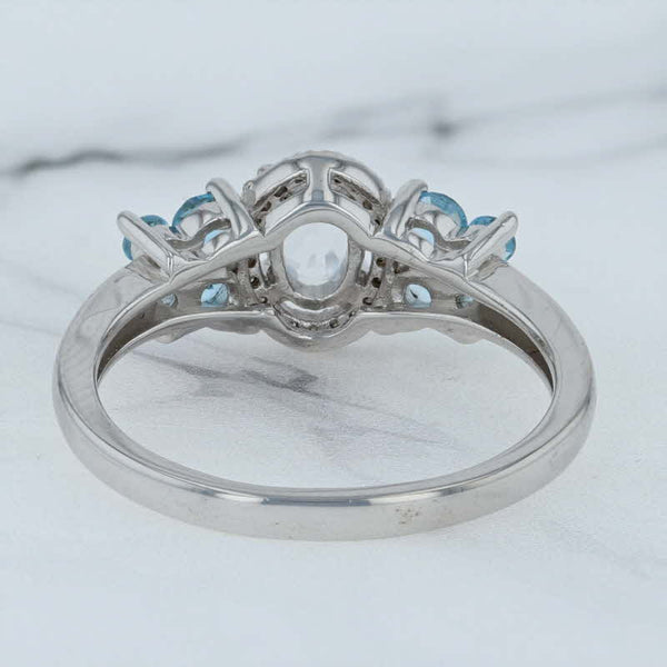 Light Gray New 0.82ctw White Blue Topaz Diamond Halo Flower Ring Sterling Silver Size 9