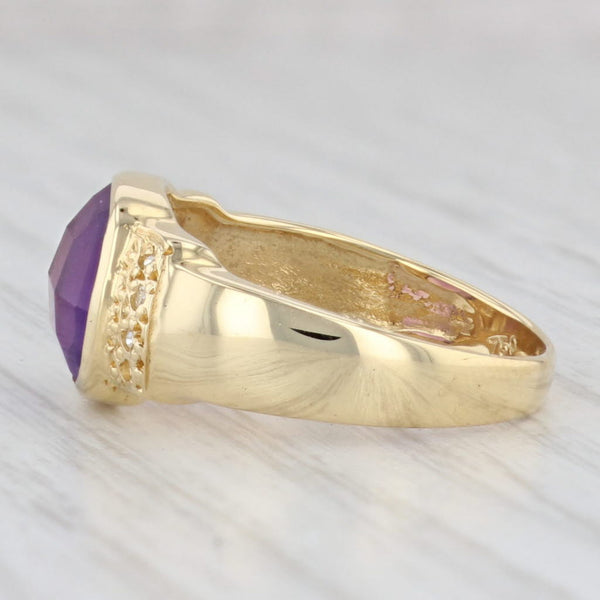 Light Gray 2.54ctw Cushion Amethyst Solitaire Ring 18k Yellow Gold Size 7.5 Diamond Accents