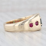 Light Gray Custom Made 1.13ctw Green Tourmaline Red Ruby Ring 10k Yellow Gold Size 10