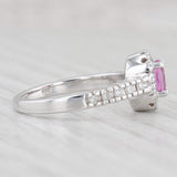 Light Gray 0.73ctw Pink Sapphire Diamond Halo Ring 14k White Gold Size 6.5 Engagement