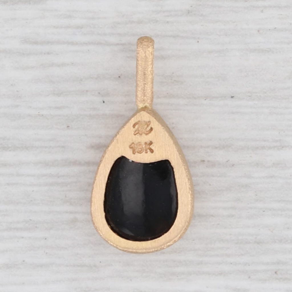 Light Gray New Nina Nguyen Black Druzy Quartz Pendant 18k Yellow Gold Teardrop Charm