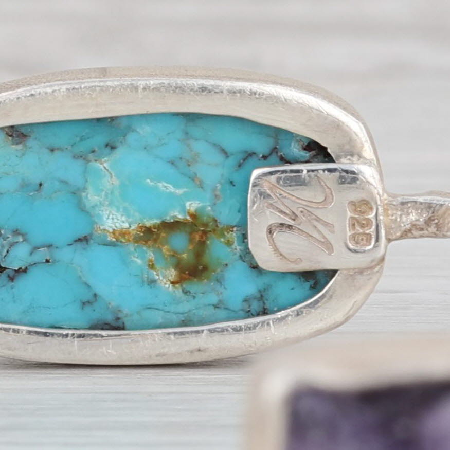 Gray New Nina Nguyen Bangle Bracelet Sterling Silver Turquoise Druzy Sand Amethyst