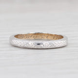 Light Gray Anitque Caldwell Band 18k White Gold Wheat Etched Wedding Ring Size 6.5 Engraved