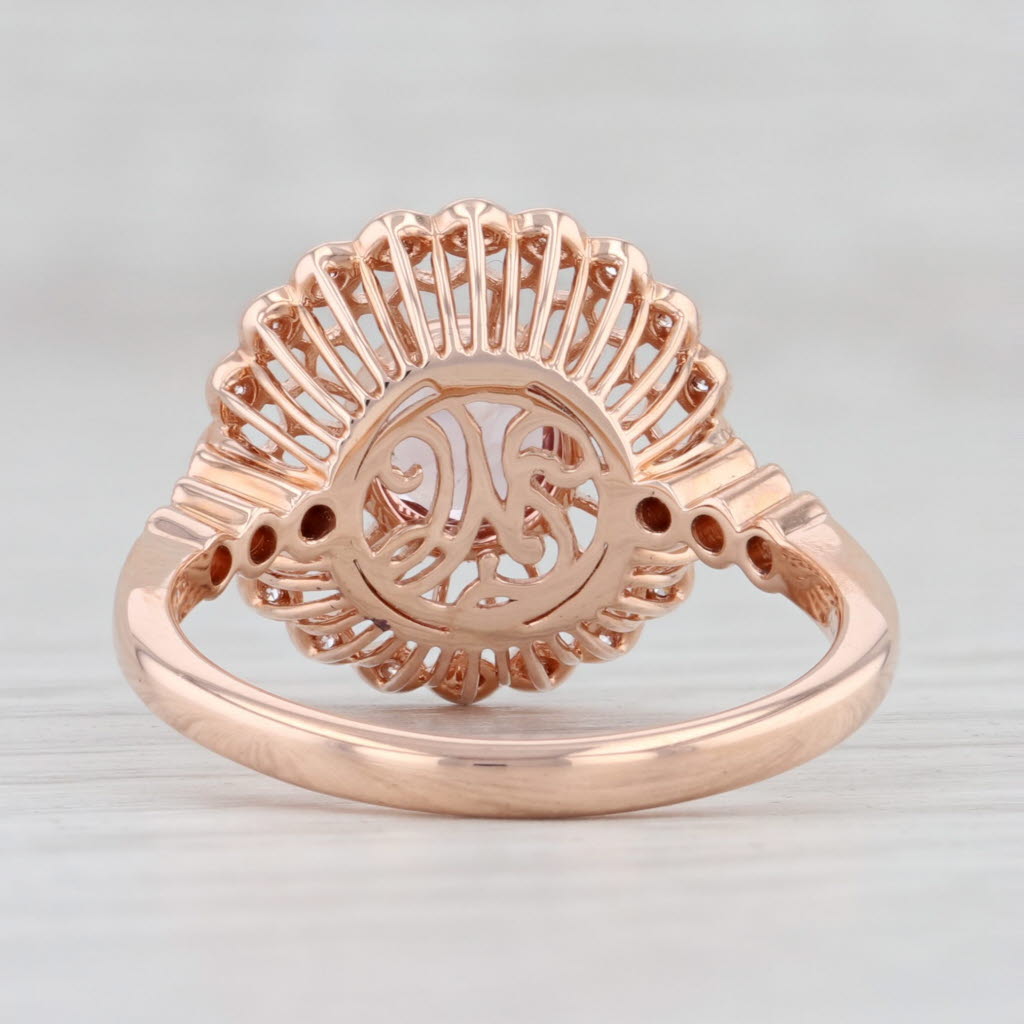 Light Gray Beverley K New 0.68ctw Morganite Diamond Filigree Ring 14k Rose Gold Engagement