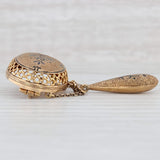 Antique 1800s Button Brooch Floral Ornate 14k Yellow Gold Enamel Pin