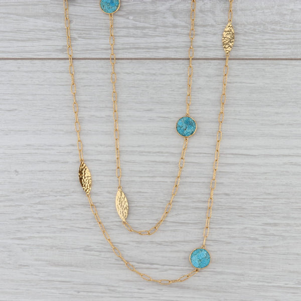 Gray New Nina Nguyen Turquoise Flower Necklace Adjustable Sterling 22k Gold Vermeil