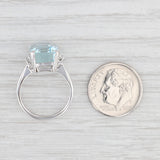 Light Gray Vintage 4.43ctw Aquamarine Diamond Ring 14k White Gold Size 5