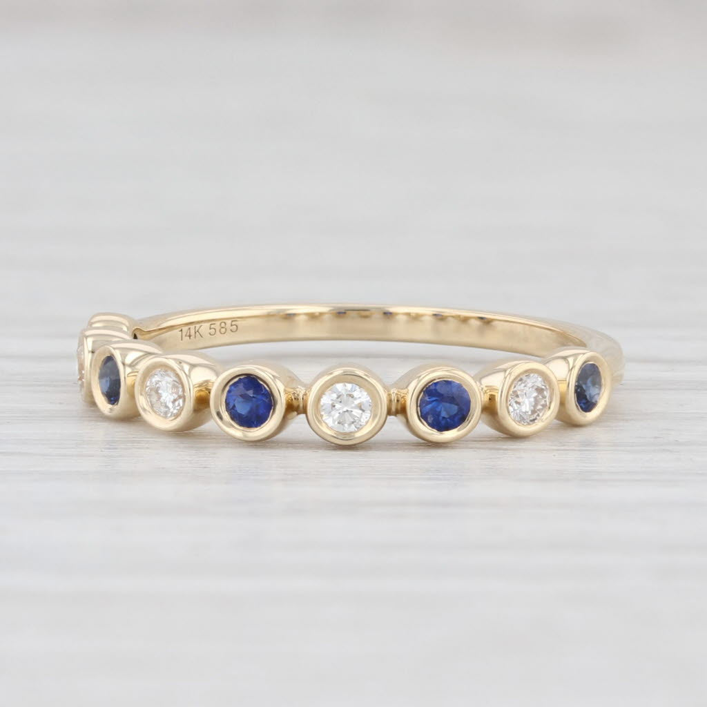 Light Gray New .32ctw Sapphire Diamond Stackable Ring 14k Yellow Gold Size 7 Stacking Band