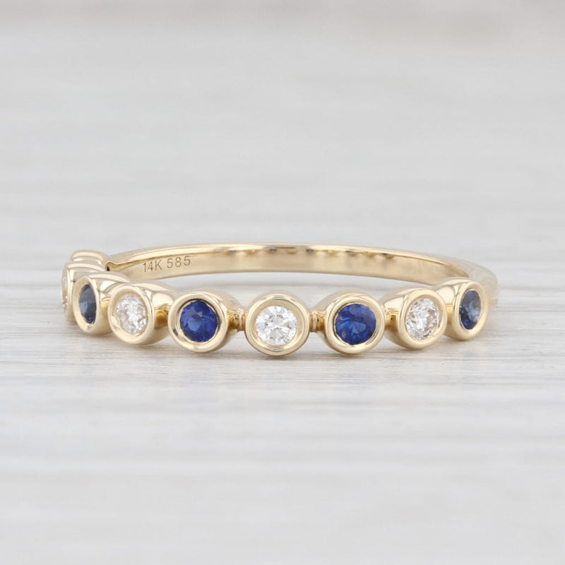 New .32ctw Sapphire Diamond Stackable Ring 14k Yellow Gold Size 7 Stacking Band