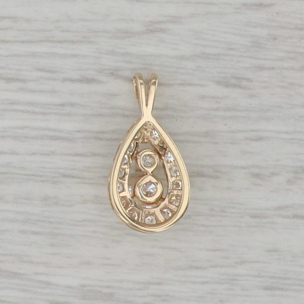 Gray 0.44ctw VS2 Diamond Teardrop Pendant 14k Yellow Gold Round Brilliant