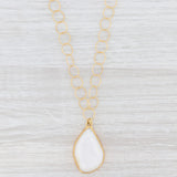 Light Gray New Nina Nguyen White Druzy Quartz Agate Pendant Necklace 20" Sterling 22k Gold