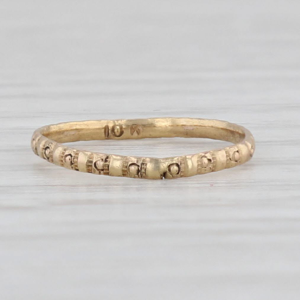 Light Gray Patterned Baby Ring 10k Yellow Gold Size 1 Vintage Band Keepsake