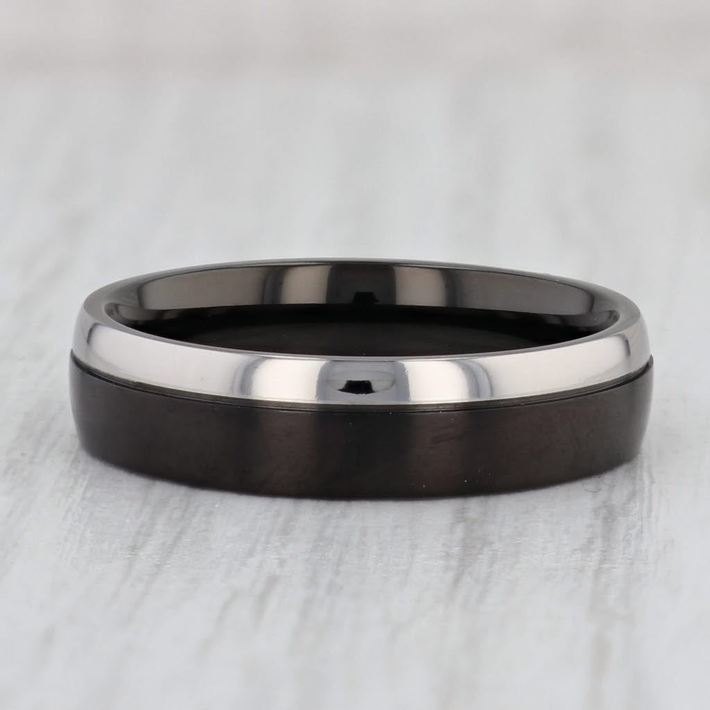 Light Gray New 2-Toned Black Titanium Ring Size 11.25 Men's Wedding Band