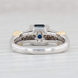 Light Gray 1.24ctw Blue Sapphire Diamond Ring 14k White Yellow Gold Size 7 Engagement