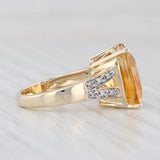 6.85ct Citrine Square Diamond Ring 14k Yellow Gold Size 6 Cocktail