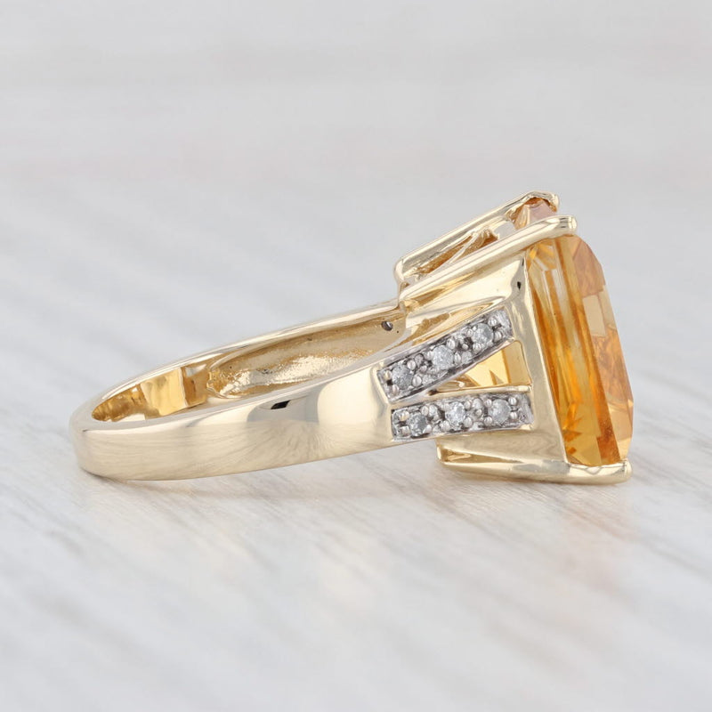 6.85ct Citrine Square Diamond Ring 14k Yellow Gold Size 6 Cocktail