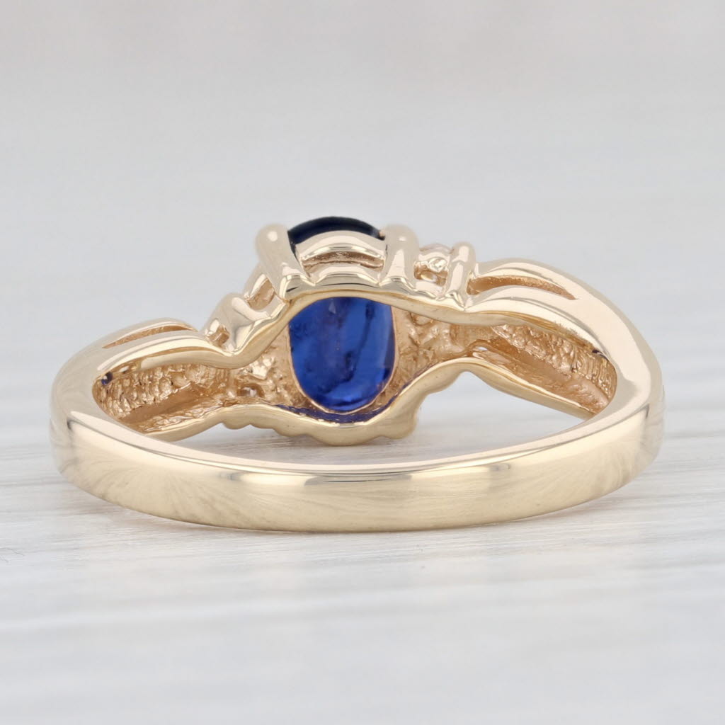 Light Gray 1.03ctw Blue Sapphire Diamond Ring 14k Yellow Gold Oval Solitaire Size 5.75