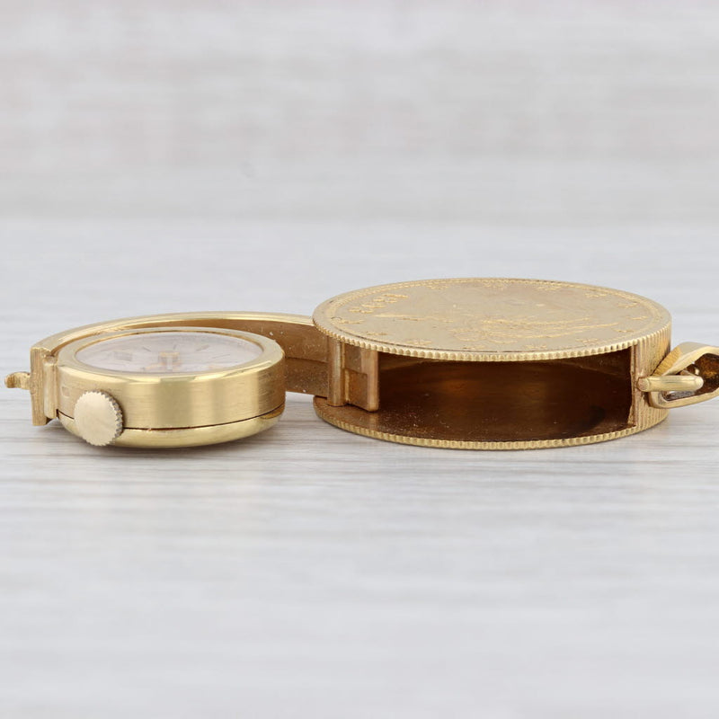 Vintage Bueche Girod 1893 $10 US Gold Liberty Head Coin Hidden Watch Pendant