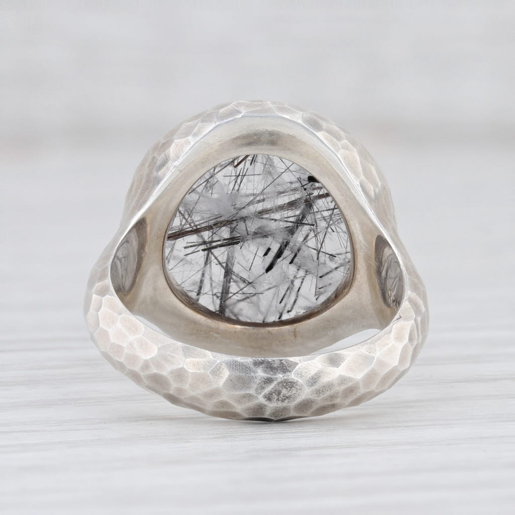 Light Gray New Nina Nguyen Black Tourmalated Quartz Ring Balance Sterling Silver Size 7