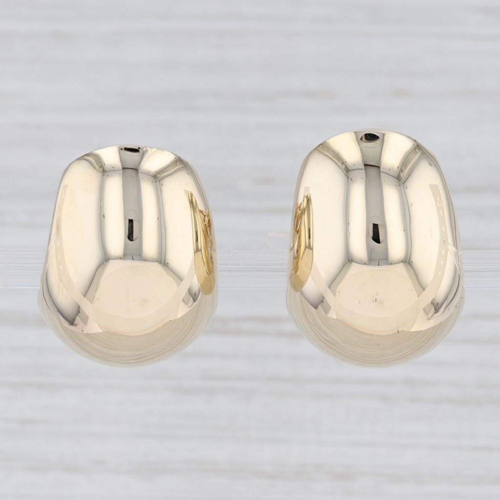 Light Gray Curved Chunky Clip-On Earrings 14k Yellow Gold Non-Pierced