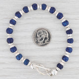 New Blue Glass Bead Bracelet 7.25" Sterling Silver Toggle Clasp Statement