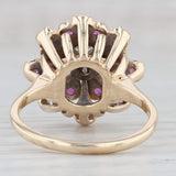 Vintage 1.09ctw Diamond Ruby Cluster Ring 14k Yellow Gold Size 7.5 Cocktail