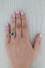 Dark Gray Vintage Green Jadeite Jade Diamond Ring 18k White Gold Size 6.75