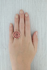Milor Stained Glass Design Flower Statement Ring 14k Gold Size 8-8.25 Floral