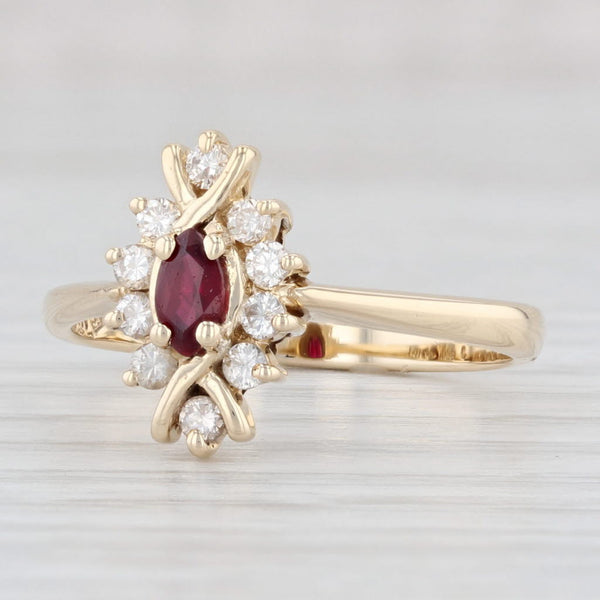 Light Gray 0.39ctw Marquise Ruby Diamond Halo Ring 14k Yellow Gold Size 7