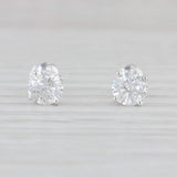 0.98ctw Round Diamond Stud Earrings 14k Gold Solitaire Studs
