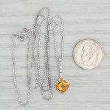 Light Gray 1.25ctw Citrine Diamond Halo Pendant Necklace 14k White Gold 18" Box Chain