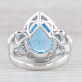 8.11ctw Pear Topaz Diamond Halo Cocktail Ring 18k White Gold Size 5.25