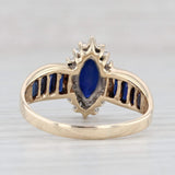 2.50ctw Marquise Lab Created Blue Sapphire Diamond Halo Ring 10k Gold Size 10
