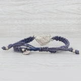 New Nina Nguyen White Druzy Quartz Blue Woven Cord Bracelet Adjustable 6-9"