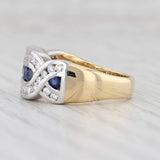 Light Gray 1.1ctw Blue Sapphire White Diamond Ring 18k Gold Platinum Size 5.5