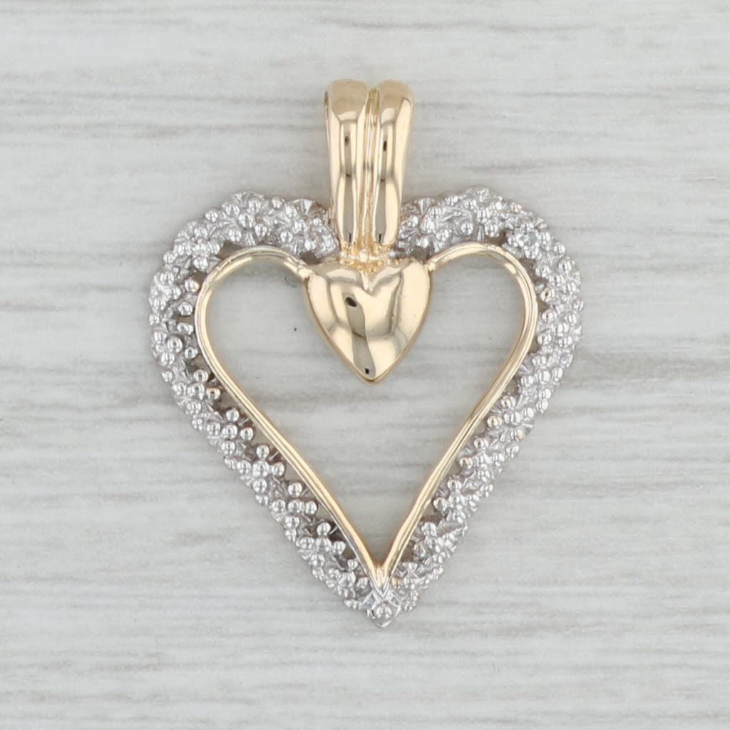 Light Gray Diamond Accented Open Heart Pendant 10k Yellow Gold Keepsake Gift