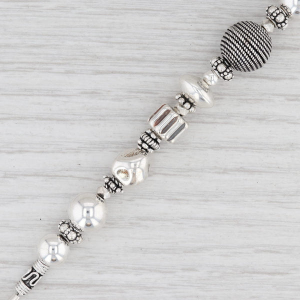 Light Gray New Bead Statement Bracelet Sterling Silver Wire Strand Toggle Clasp 6.75"
