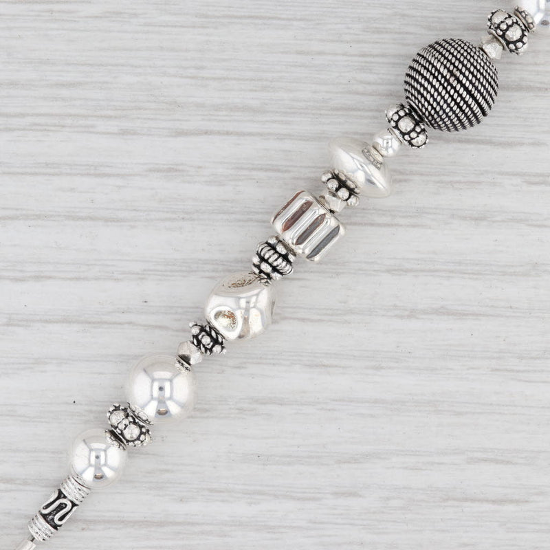 New Bead Statement Bracelet Sterling Silver Wire Strand Toggle Clasp 6.75"