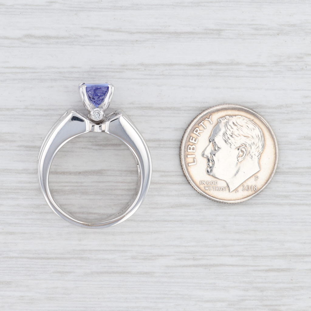 Light Gray 3.51ctw Tanzanite Diamond Cocktail Ring 18k White Gold Size 5