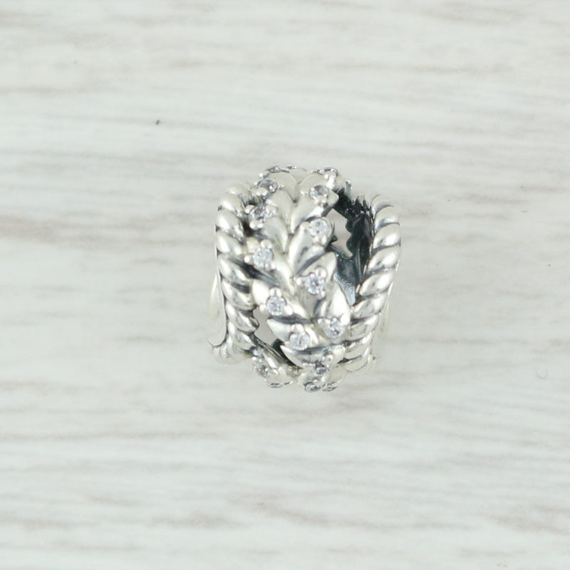 Light Gray New Authentic Pandora Acacia Leaves Charm Sterling Silver Openwork