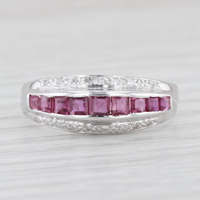1.03ctw Ruby Diamond Ring 14k White Gold Size 7.75 Stackable