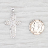 Light Gray New 0.47ctw Diamond Pave Diamond Cross Pendant 14k White Gold