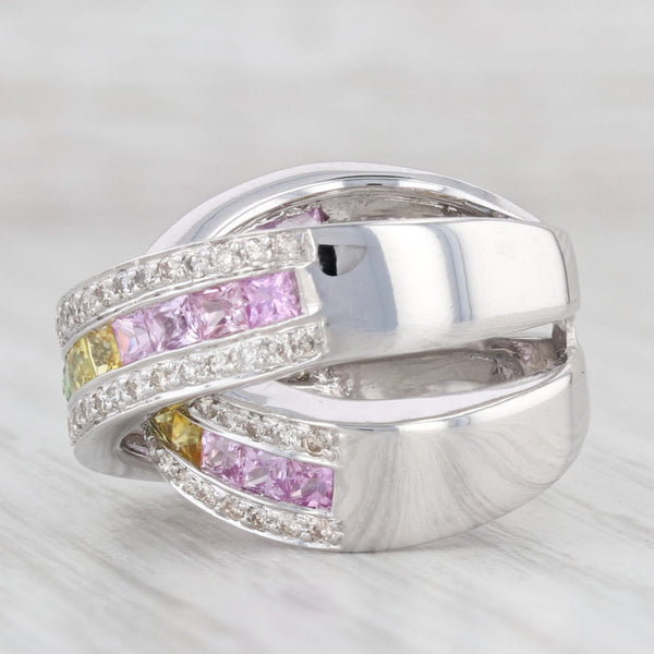 Light Gray 2.50ctw Crossover Multicolor Sapphire Diamond Ring 14k White Gold Size 5.75