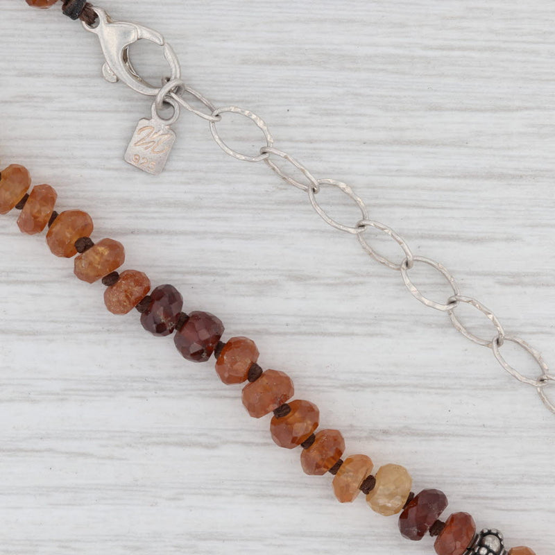 New Nina Nguyen Garnet Bead Heirloom Necklace Sterling Silver 39.5-43.5" Long
