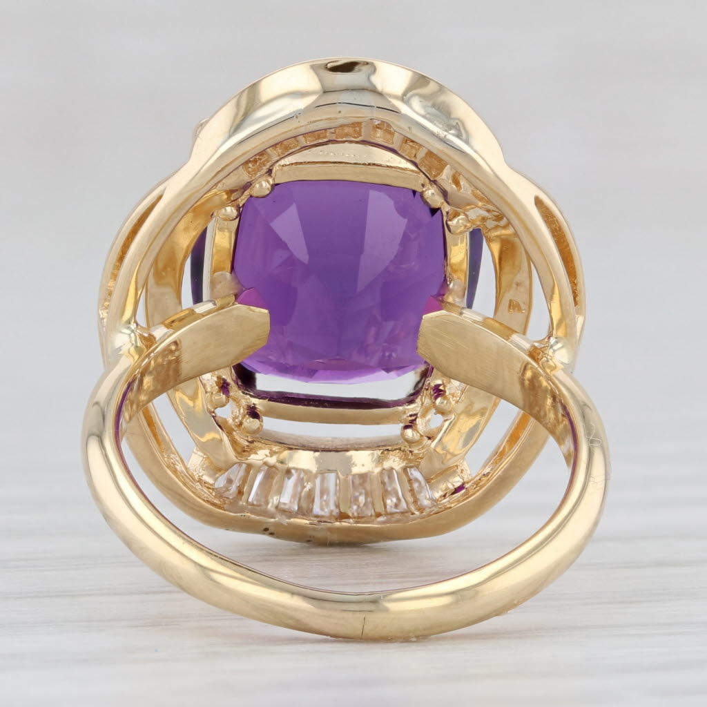 Light Gray 6.48ct Amethyst Diamond Ring 18k Yellow Gold Size 5.25 Cocktail