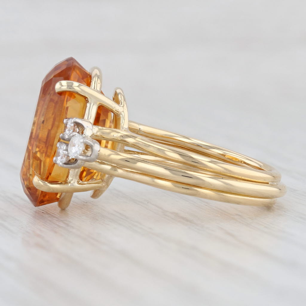 Light Gray 12.16ctw Oval Citrine Diamond Ring 18k Yellow Gold Size 7.5 Cocktail